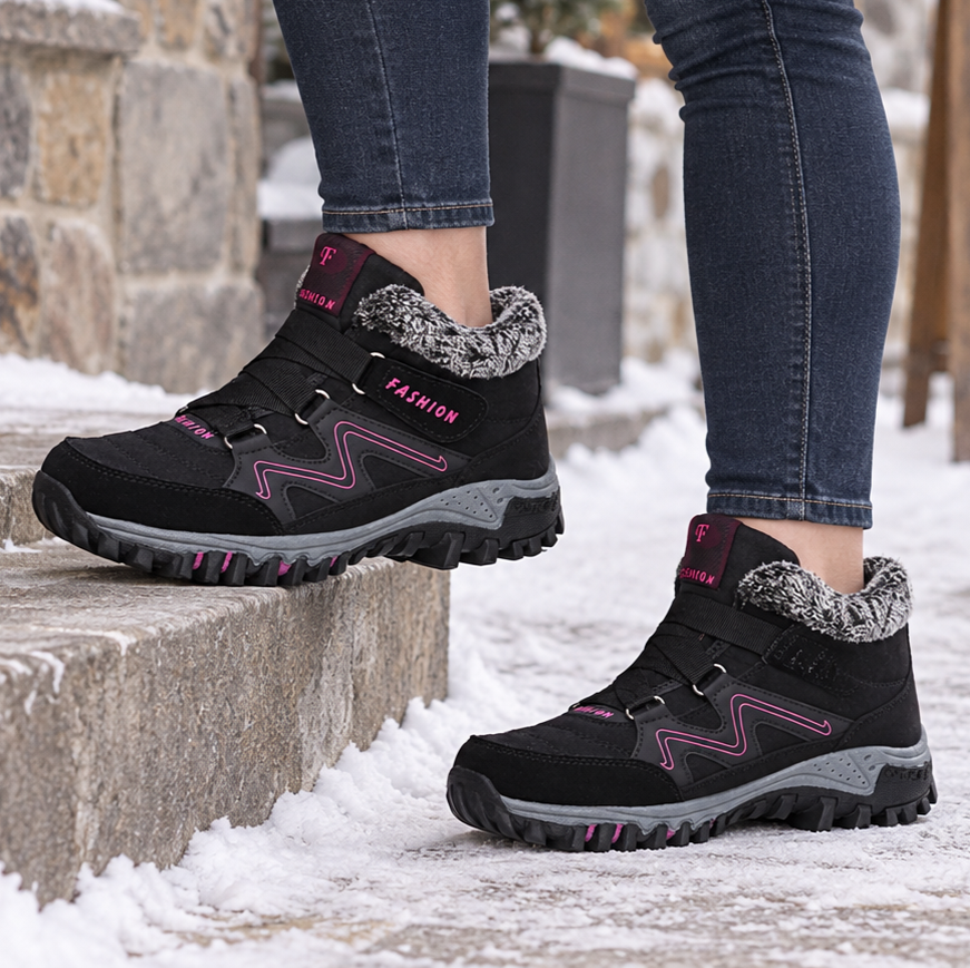 Cozywalk | Fleece-Lined Look Non-Slip Ankle Boots – Warm & Stylish