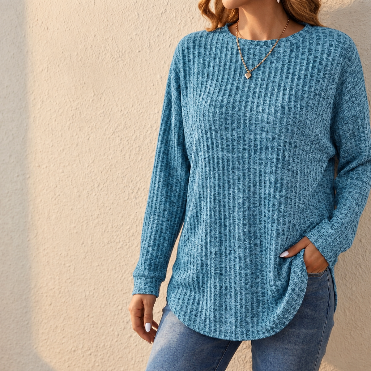 Wovelle | Waffle Knit Oversized Sweater – Casual Fit voor Vrouwen