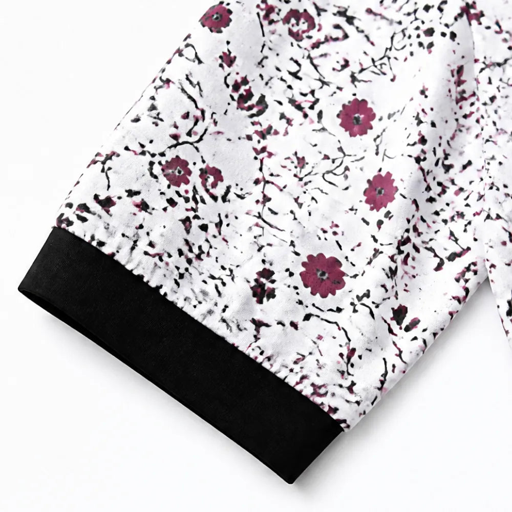 Evelora | Floral V-Neck Tunic Top – Soft Pleated Drape for Women