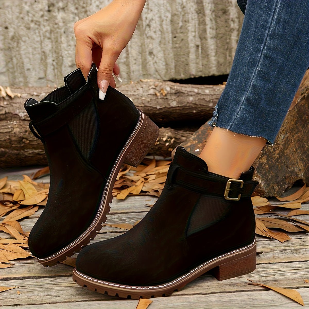 Nerida | Chelsea-Stiefeletten – Blockabsatz mit Schnallenriemen für Damen