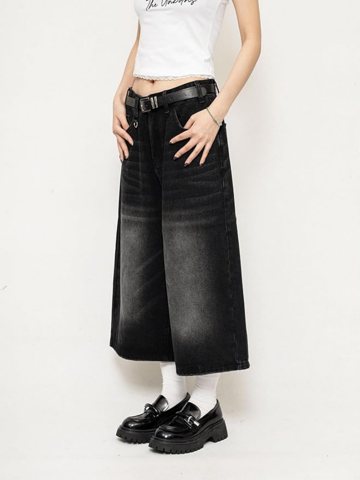 Maya | Trendige und lässige Weite Hose Denim Culotte