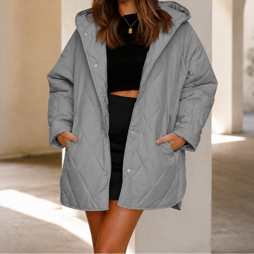 Wearbella | Diamond Quilted Hooded Puffer Jacket – Warm en Tijdloos