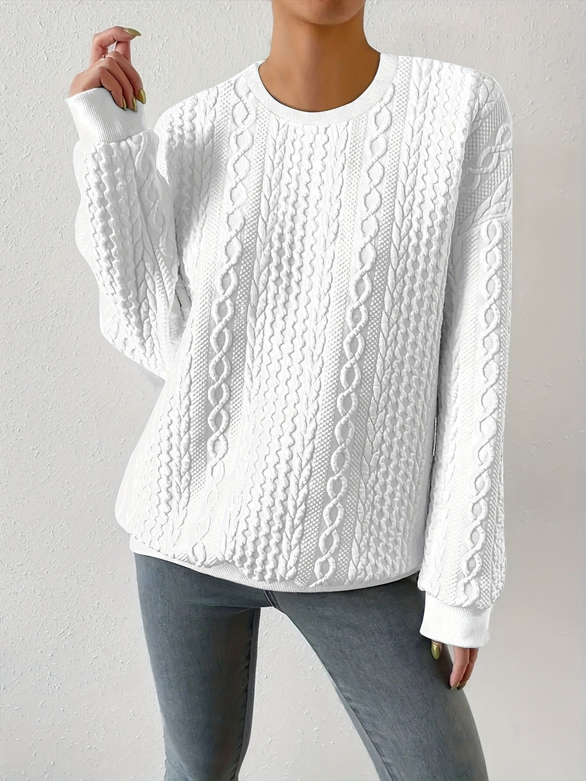 Joyce | Textured Cable-Knit Sweatshirt – Zeitlos Elegant