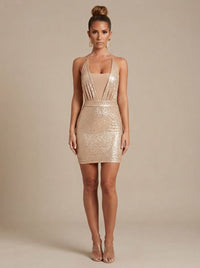 Selina | Glamouröses und Funkelndes Damen Party Minikleid