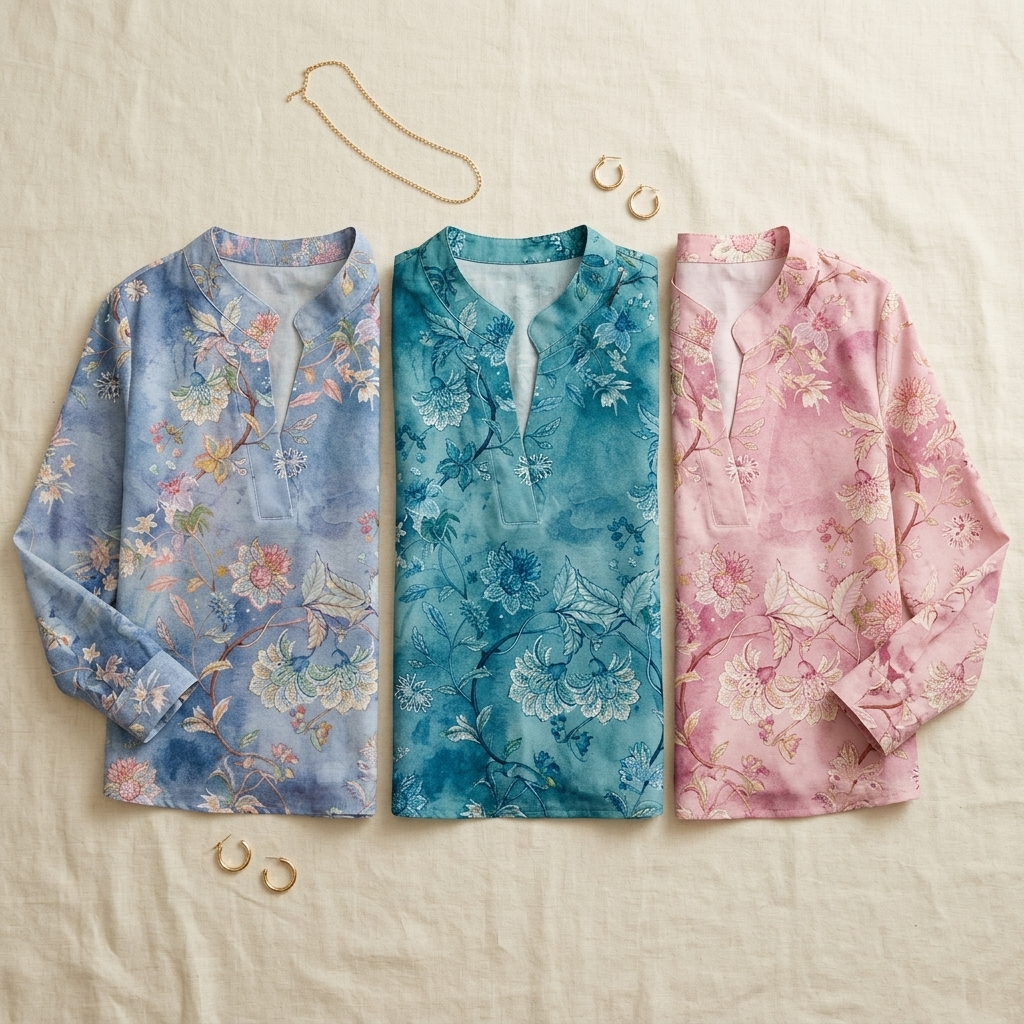 Florenza | Wasserfarbige Blumen V-Ausschnitt Bluse – Femininer Stil für alle Körpergrößen