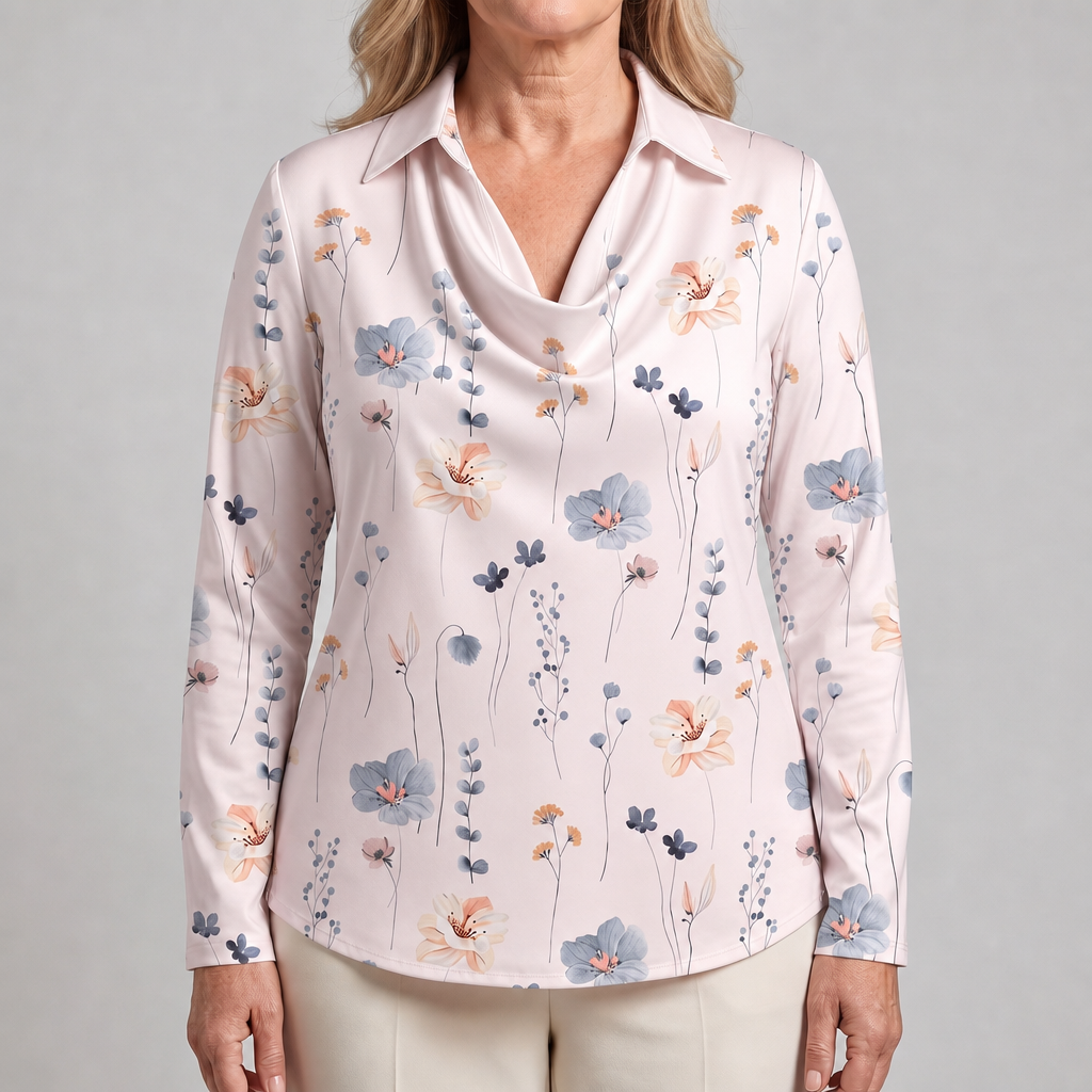 Seraphina | Elegante und fließende Damenbluse mit glänzender Oberfläche
