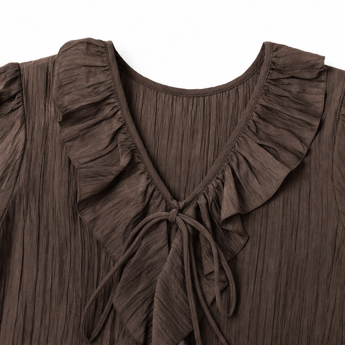Claudia | Stilvolle und luftige Crinkle-Bluse mit V-Ausschnitt